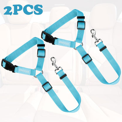 BWOGUE 2 Packs Dog Cat Safety Seat Belt Strap Car Headrest Restraint Adjustable Nylon Fabric Dog