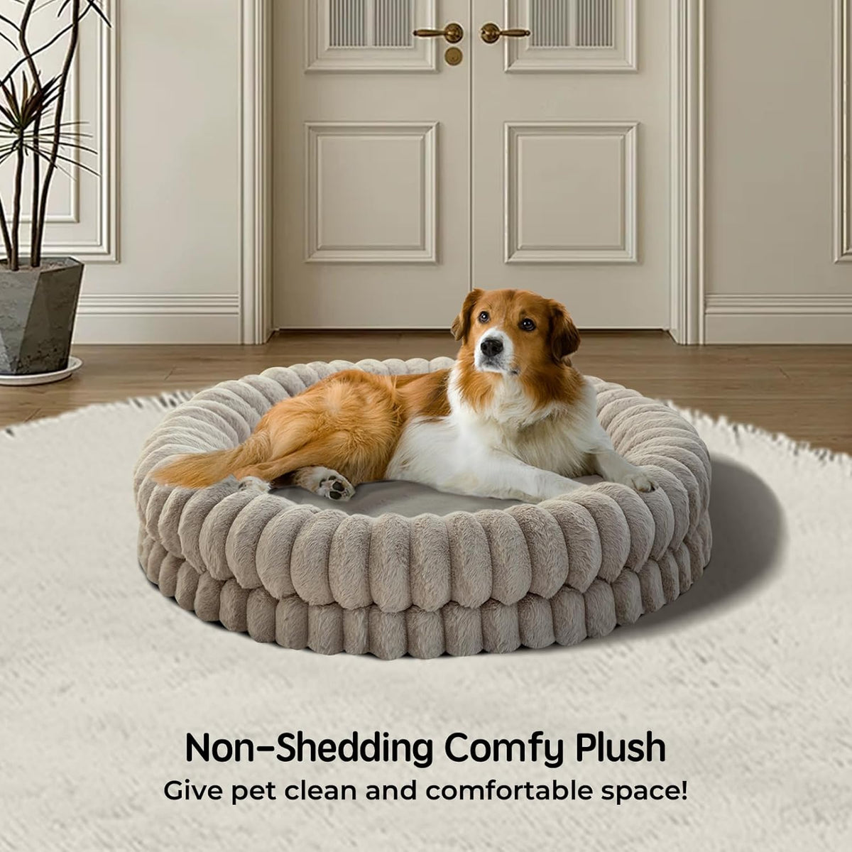 BALANCE Luxury Donut Dog Bed, 36 Inches Round Dog Beds Large Sized Dogs Washable, Orthopedic