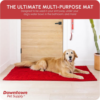 My Doggy Place Microfiber Dog Mat for Muddy Paws, 60" x 36" Red - Non-Slip, Absorbent and