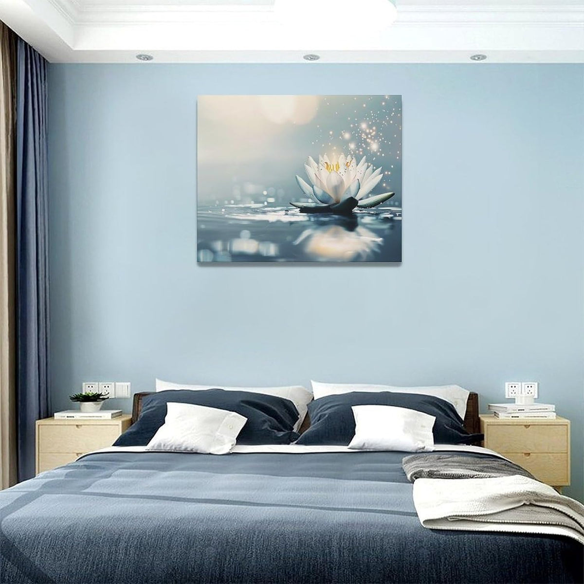 Bathroom Lotus Wall Art Floral Pictures Zen Meditation Wall Decor Yoga Spa Spiritual Canvas Print