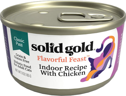 Solid Gold Wet Cat Food Pate for Indoor Cats - Healthy Canned Cat Food Pate w/Real Chicken, Omega
