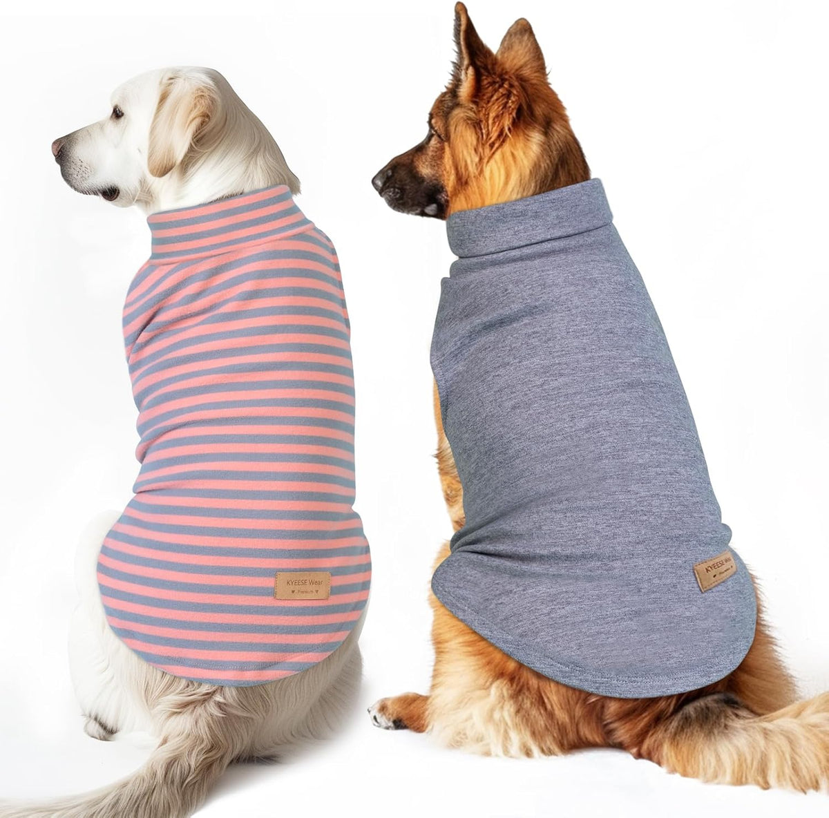 KYEESE 2Pack Dog Sweater Stretchy Dog Sweatshirt Warm Pet Coats Soft Pet Clothes Pullover Sweaters