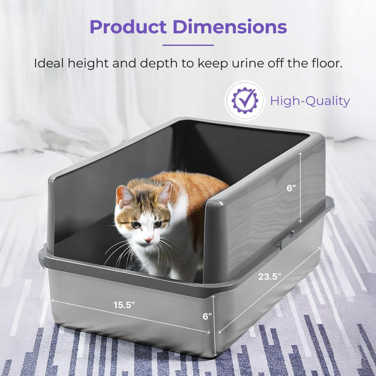 iPrimio XL Stainless Steel Litter Box with Enclosure - High-Sided Metal Litter Box for Large Cats