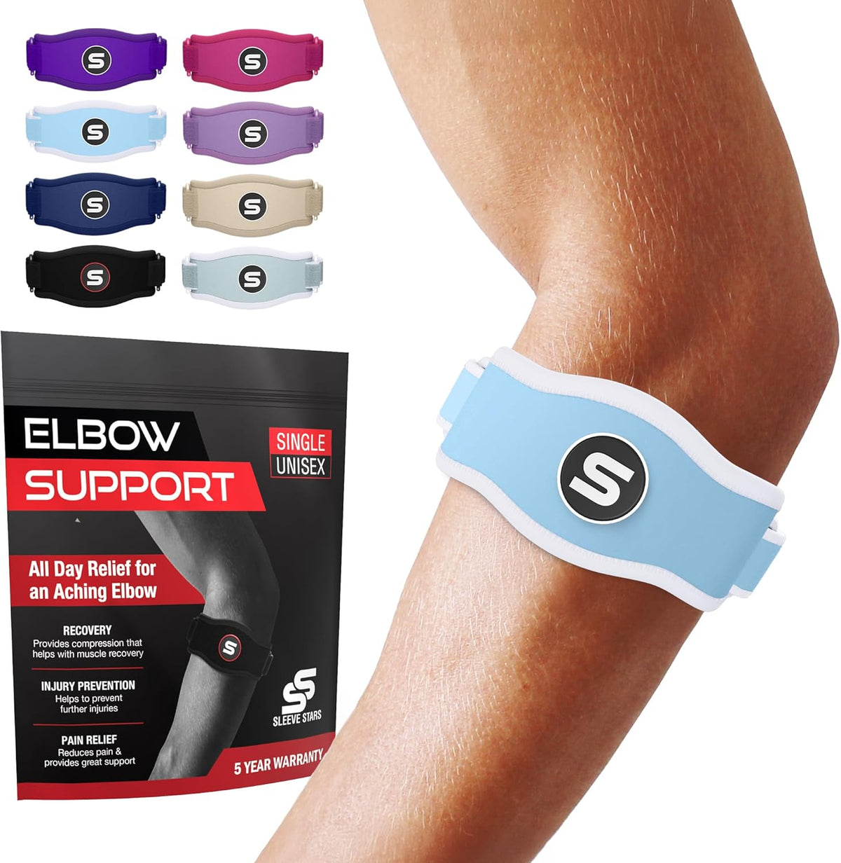 Sleeve Stars Tennis Elbow Brace for Women - Adjustable Tennis Elbow Strap, Golfers Elbow Brace for
