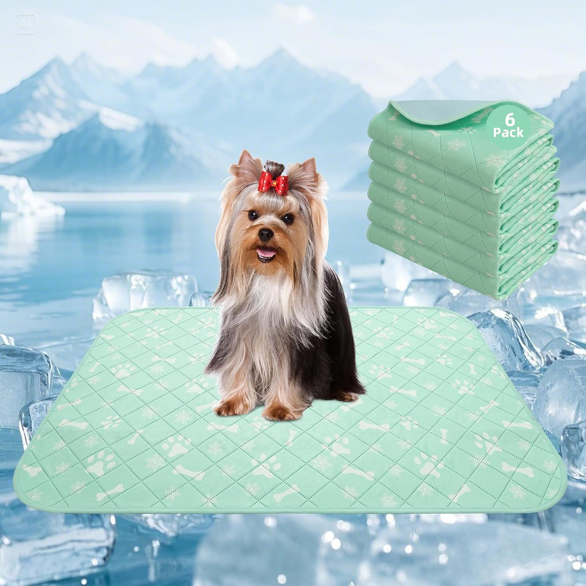 Homimp Self-Cooling Mat for Dogs, 6 Pack Washable Cooling Mat & Sleeping Pad, Reusable Waterproof