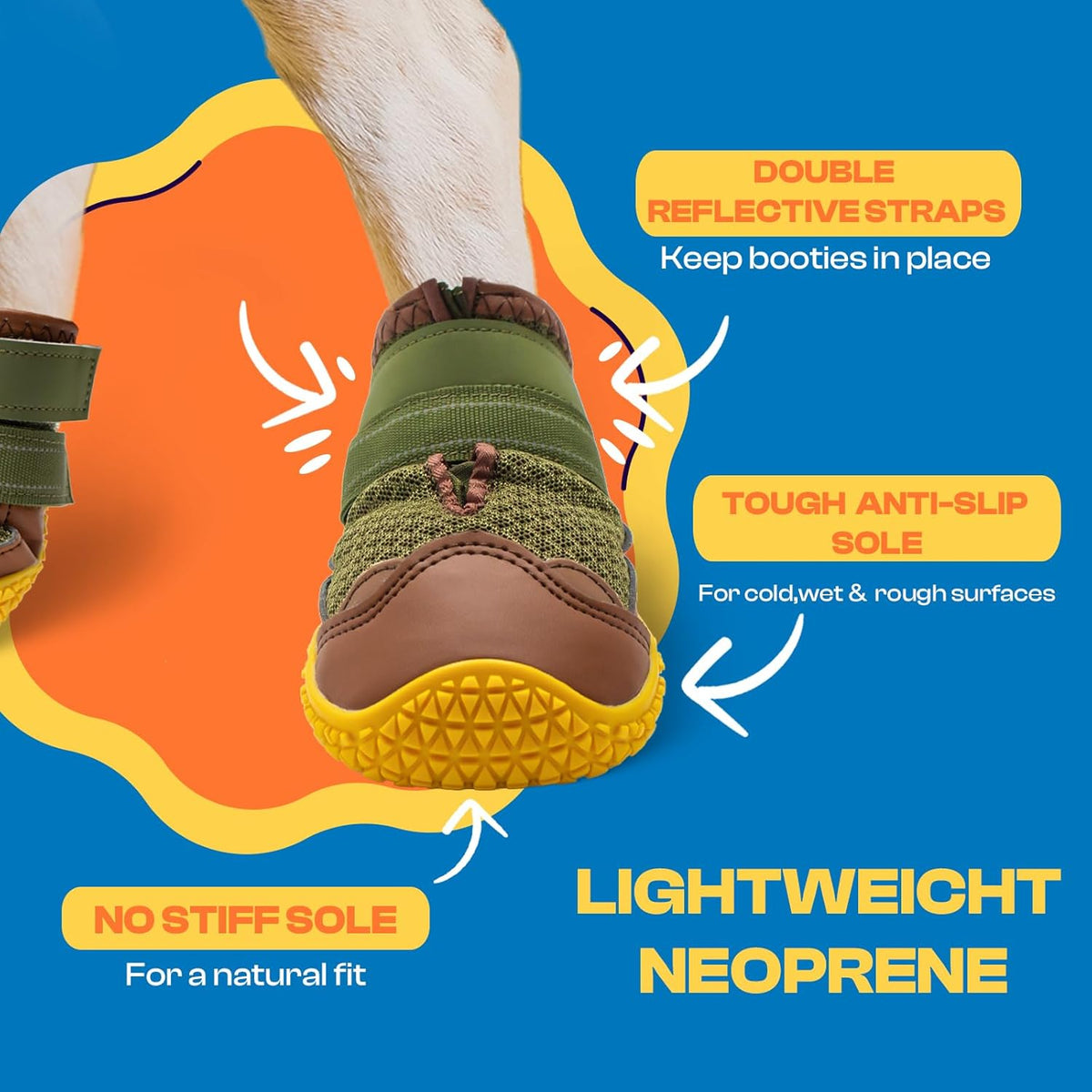 Dog Shoes for Large Dogs, Medium Dog Boots & Paw Protectors for Hardwood Floors, Outdoor Dog