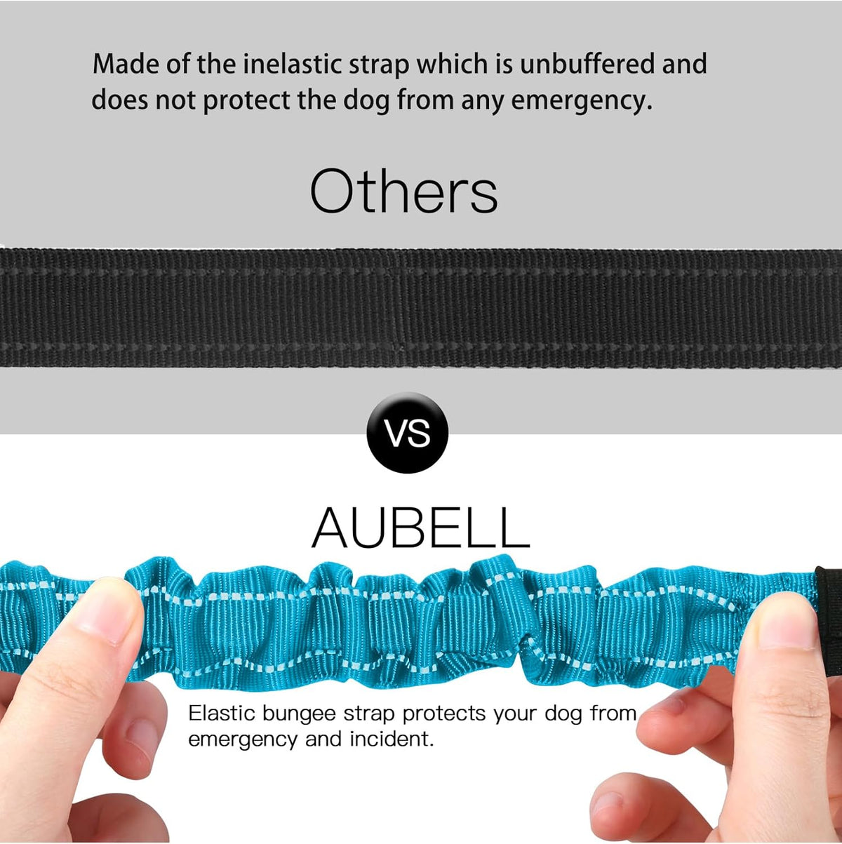 AUBELL Dog Seat Belt for Car,2 Pack Set 3-in-1 Adjustable Reflective Bungee Heavy Duty Dog Car