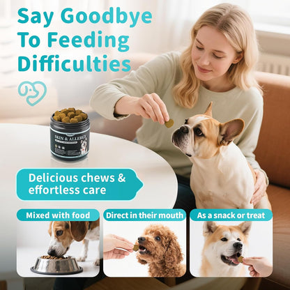 Dog Skin & Allergy Chews - Dog Probiotics for Sensitive Skin Health Support - Allergy Relief