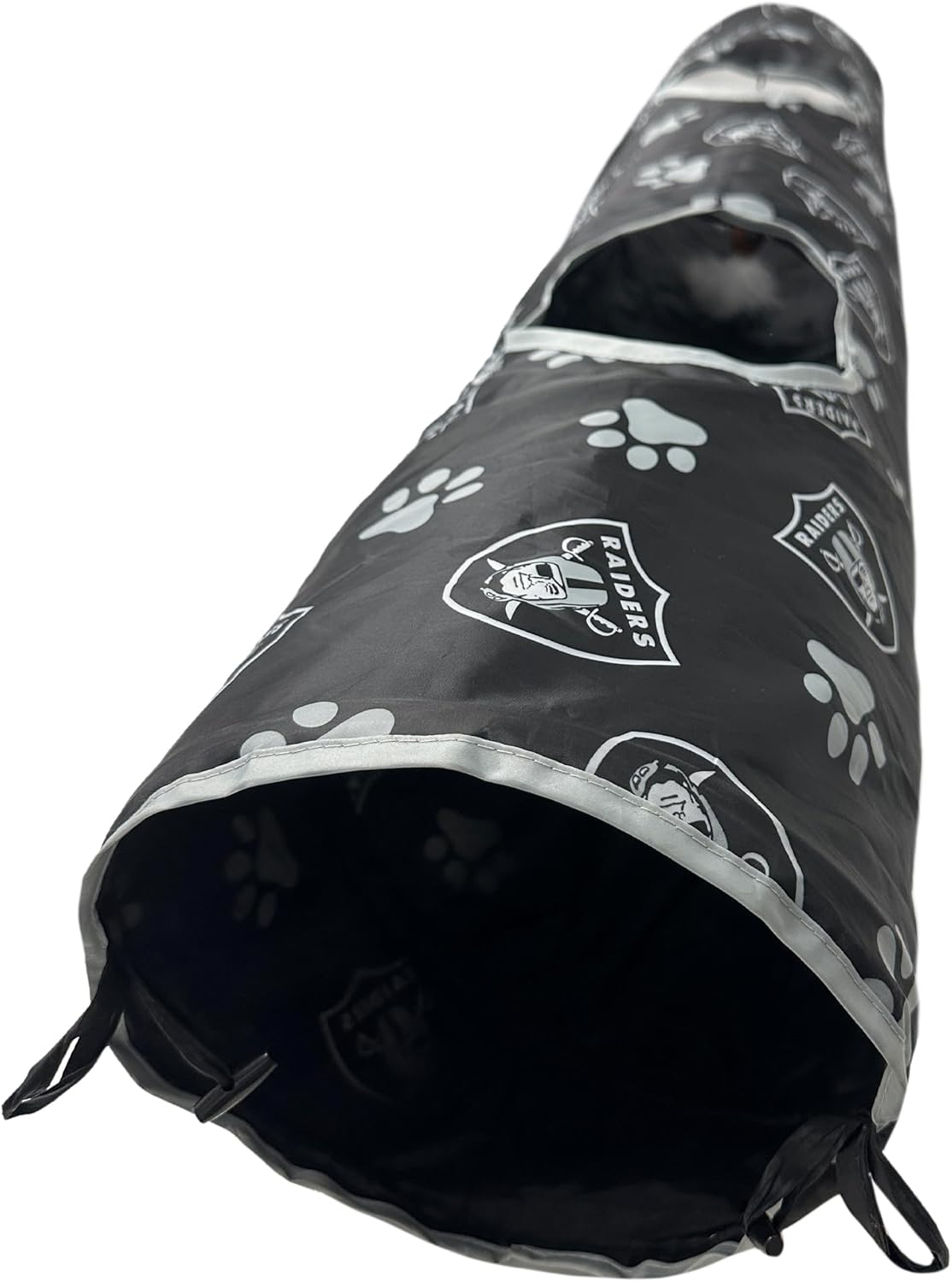 NFL Las Vegas Raiders Cat Tunnel Tube Toy with Plush Football Catnip and Feathers Collapsible