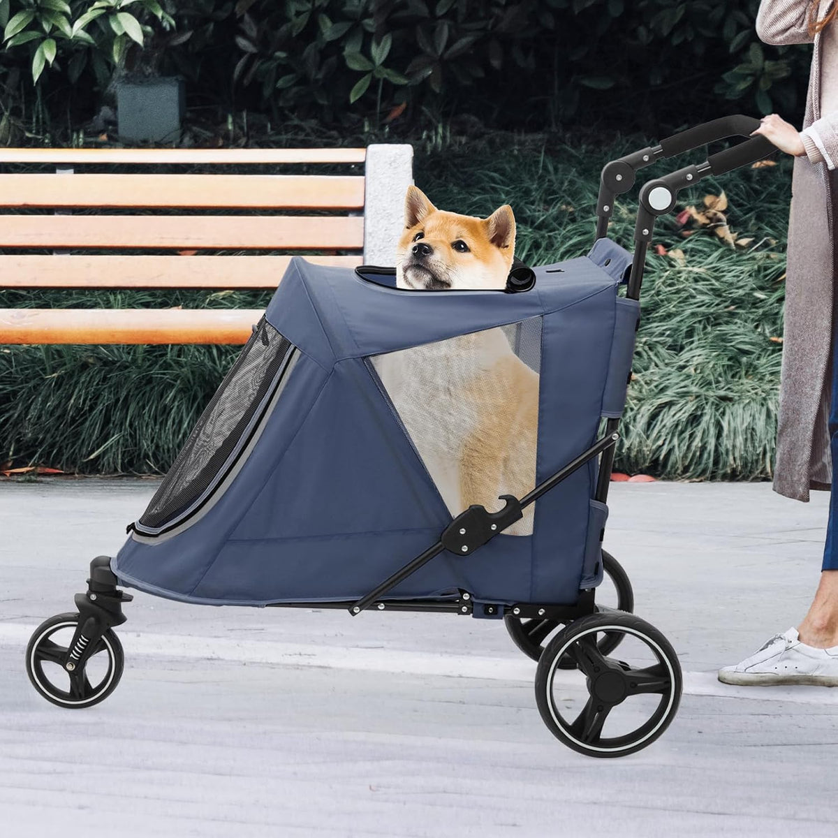 Athena Collection 3 Wheels Pet Stroller Fabric Dog Cart Dog Stroller for Large Dogs 55 Lbs Pet