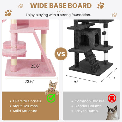 SHA CERLIN 65in Larger Cat Tree Tower Condo for Indoor Kitties/Multi-Level Furniture Activity
