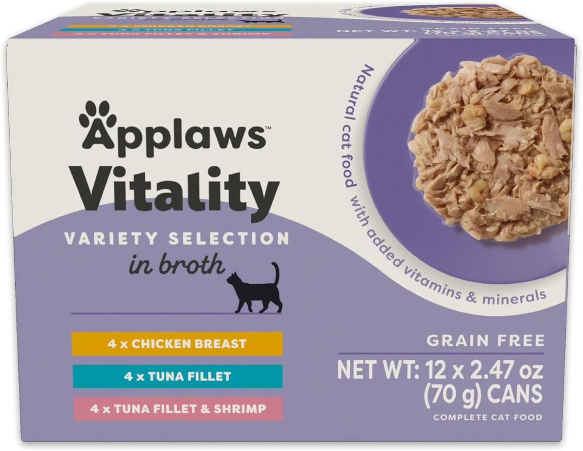 Applaws Vitality Wet Cat Food in Broth, Natural Canned Cat Food, Wet Food for Cats with Added