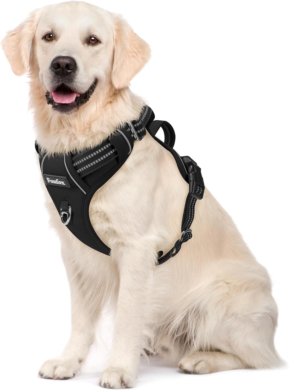 Funfox Dog Harness No Pull, Adjustable Dog Vest Harness Super Soft, 2 Leash Clips Anti Pull