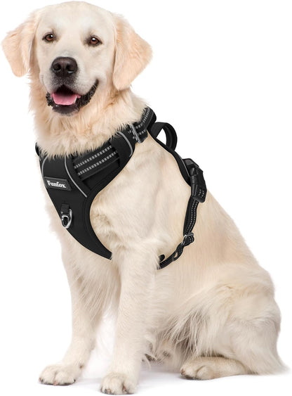 Funfox Dog Harness No Pull, Adjustable Dog Vest Harness Super Soft, 2 Leash Clips Anti Pull