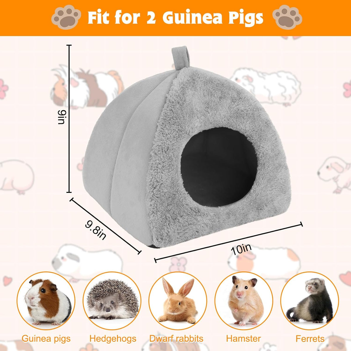 BWOGUE Guinea Pig House Bed Cozy Hamster Cave Large Hideout for Dwarf Rabbits Hedgehog Bearded