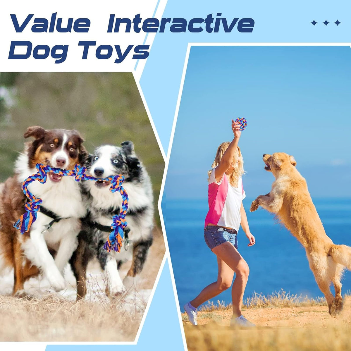 SHARLOVY Dog Chew Toys for Aggressive Chewers, 5 Pack Indestructible Dog Toys for Large Breed