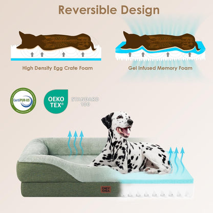 EHEYCIGA Memory Foam XXL Dog Bed for XLarge Sized, Extra Large Orthopedic Dog Sofa with Sides and