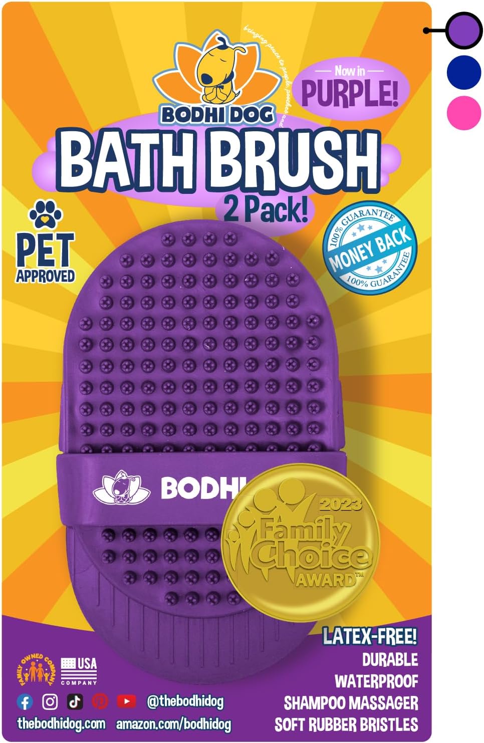 Bodhi Dog Shampoo Brush - Pet Grooming & Bath Supplies for Dogs and Cats - Bath Brush for Long &