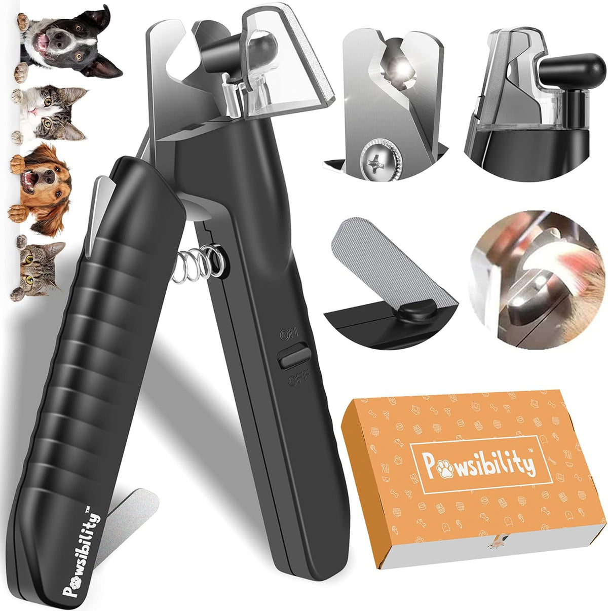 Reinvented Pet Nail Clippers for Your Pal - USB Rechargeable LED Light for Bloodline | Razor Sharp