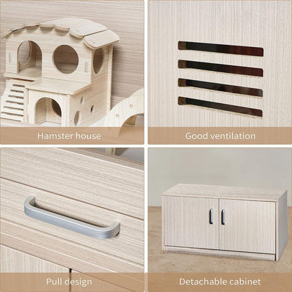 Large Hamster Cage, Wooden Hamster Cages and Habitats with Storage Cabinet and Openable Top