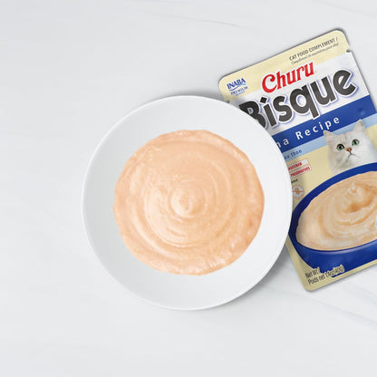 INABA Churu Bisque for Cats, Creamy Lickable Purée Side Dish with Vitamin E, 1.4 Ounces per Pouch