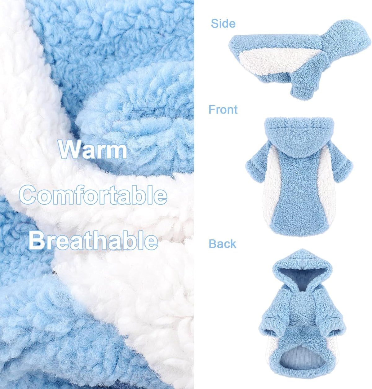 YIKEYO Dog Hoodie Pet Clothes Sweater with Hat Soft and Warm Cold Weather for Small Patchwork