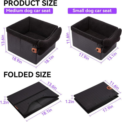 Dog Car Seats for Small Medium Dogs,PU Leather Car Seat Boosters,Foldable Puppy Cat Carseats