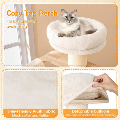 Tangkula 69” Tall Cat Tree, Multi-Layer Wood Cat Tower with Scratching Posts, Perch, Condo, Space
