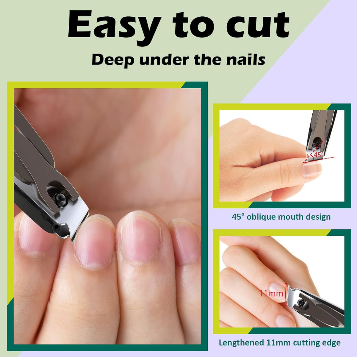 GLAMFIELDS Nail Clipper with Catcher, Large Fingernail Toenail Clipper,Slanted Edge Nail Clippers