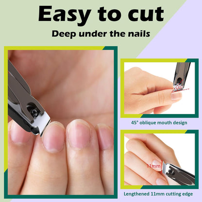 GLAMFIELDS Nail Clipper with Catcher, Large Fingernail Toenail Clipper,Slanted Edge Nail Clippers