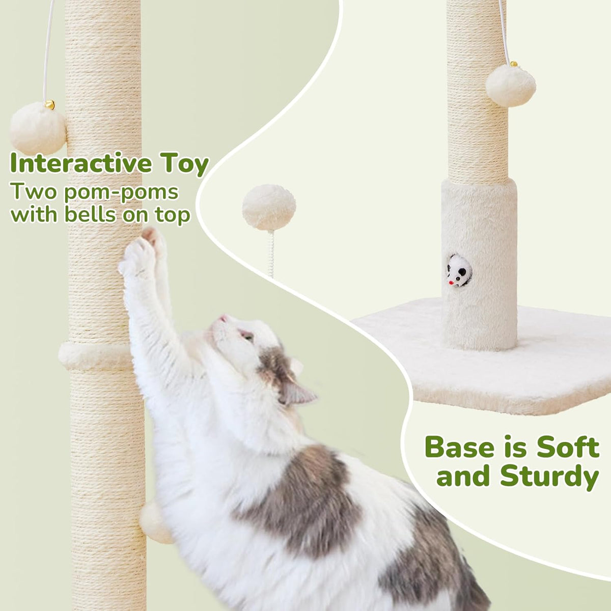 Cat Scratching Posts 33" for Adults Cats, Cat Scratcher with Soft Fabric Covering Base and Durable
