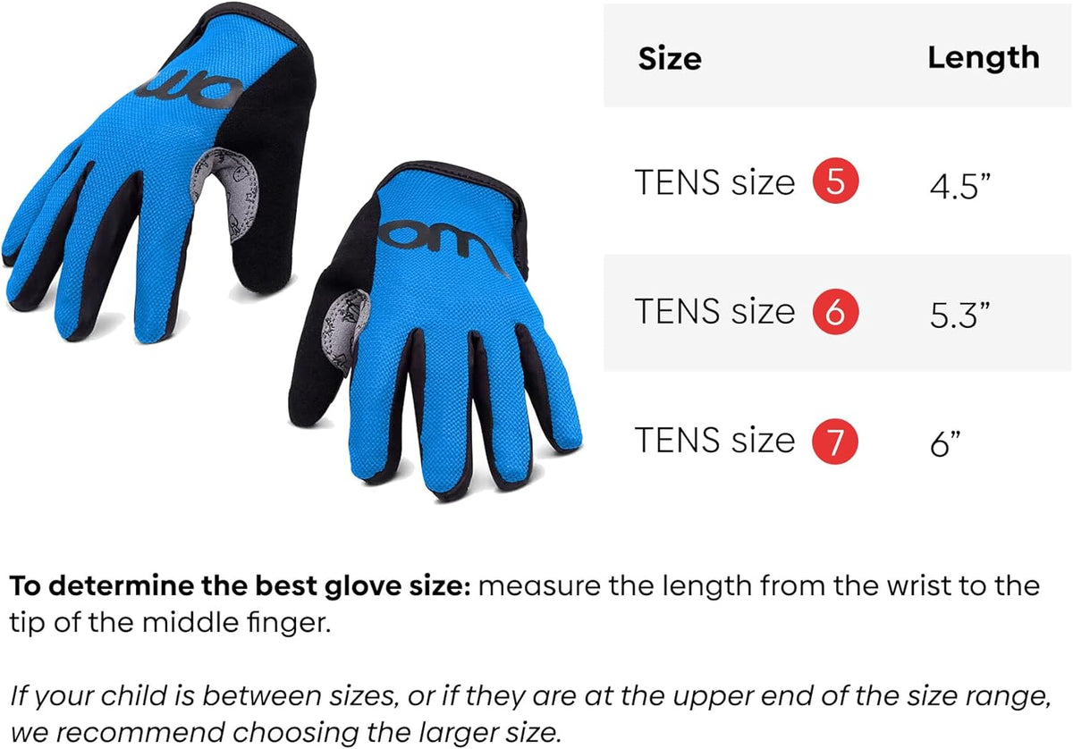 woom TENS Bike Gloves, Child’s & Youth Bicycle Full Finger Protection with Grip for Road Cycling &