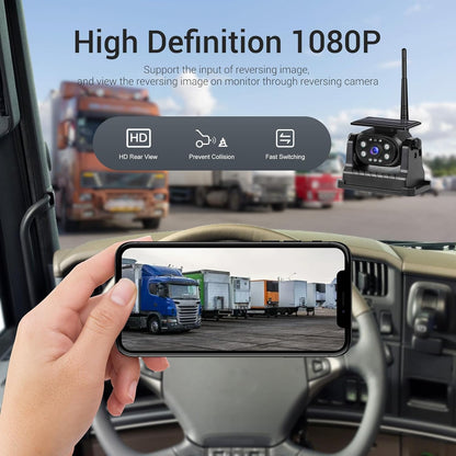 Hikity Wireless Backup Camera Solar Magnetic WiFi, HD 1080P Rechargeable Rear View Camera for