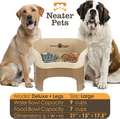 Neater Feeder Deluxe Mess Proof Dog Bowls Elevated for Large Dogs – Made in USA – No Spill Raised