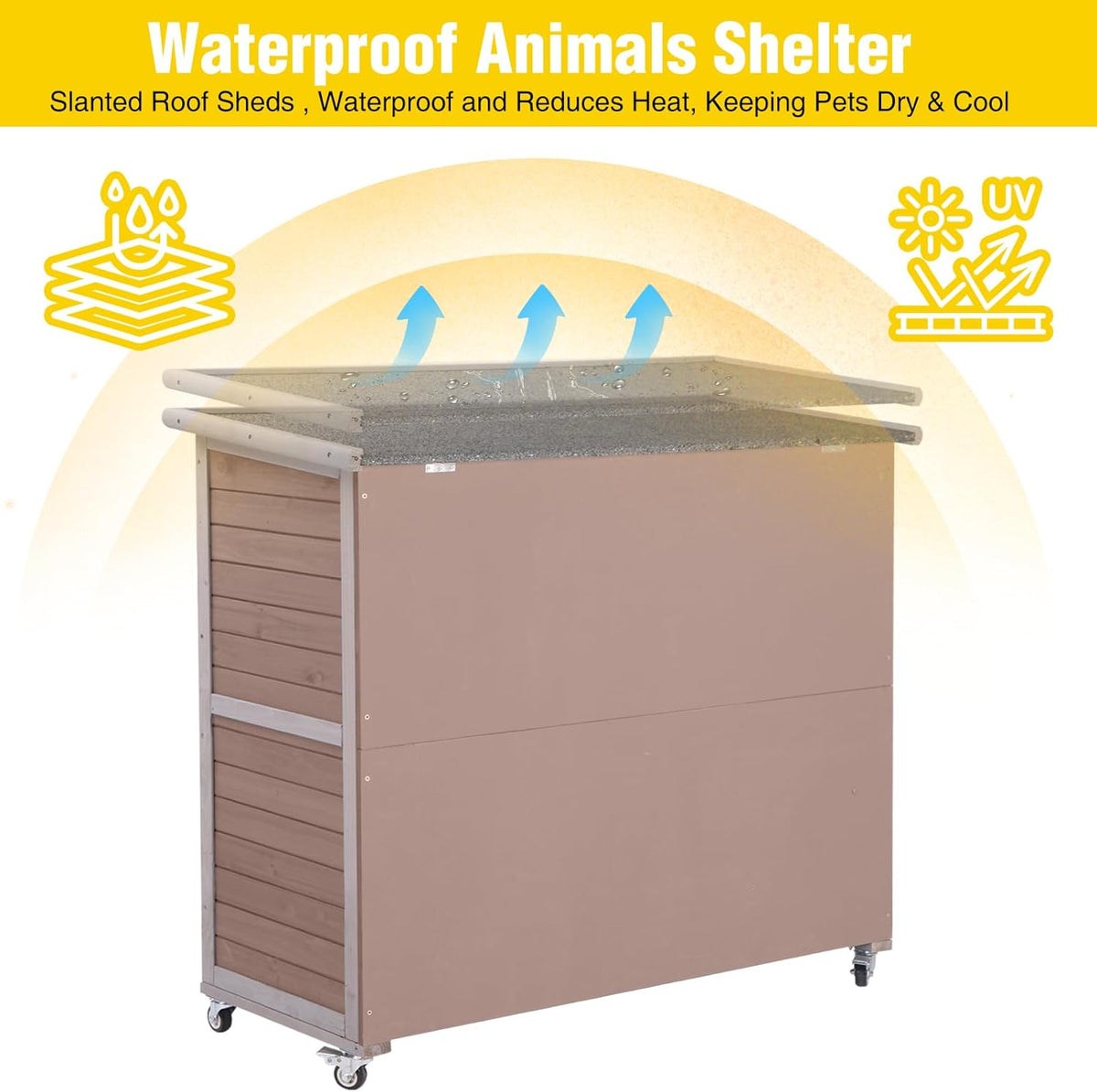 Aivituvin Rabbit Hutch Indoor, Bunny Cage with Wheels, 2-Story Design, 2 Deep Trays, Anti Slip