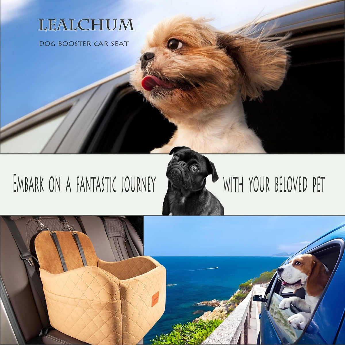Dog Booster Car Seat for Small/Medium Dogs,Ultra Soft Fabric Filling Memory Foam,Fully Detachable