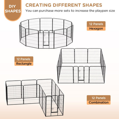 BestPet Dog Playpen Indoor 40 inch 12 Panels Metal Dog Pen Pet Dog Fence Outdoor Exercise Pen with