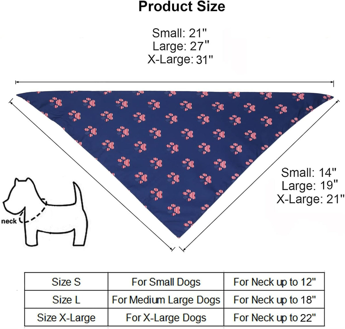 PTDECOR American US Flag Dog Bandana 4th of July Dog Bandanas Reversible Triangle Bibs Scarf for