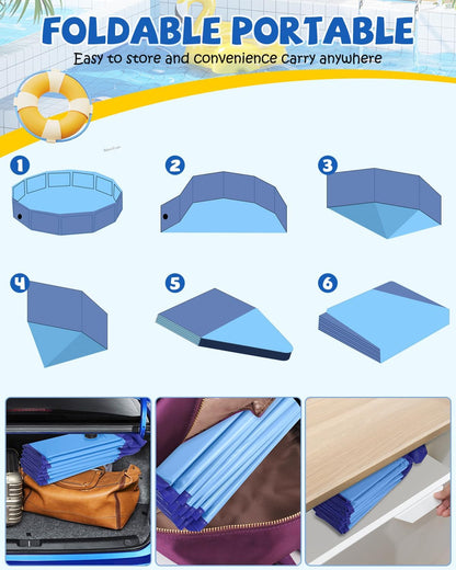 YSJILIDE Portable Dog Pool PVC Pet Swimming Pool Bathtub Collapsible, Hard Plastic for Pets to Swim