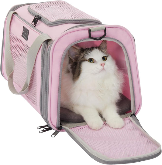 PETSFIT Cat Carrier, Pet Carrier Airline Approved, Cat Travel Carrier for Small and Medium Cats