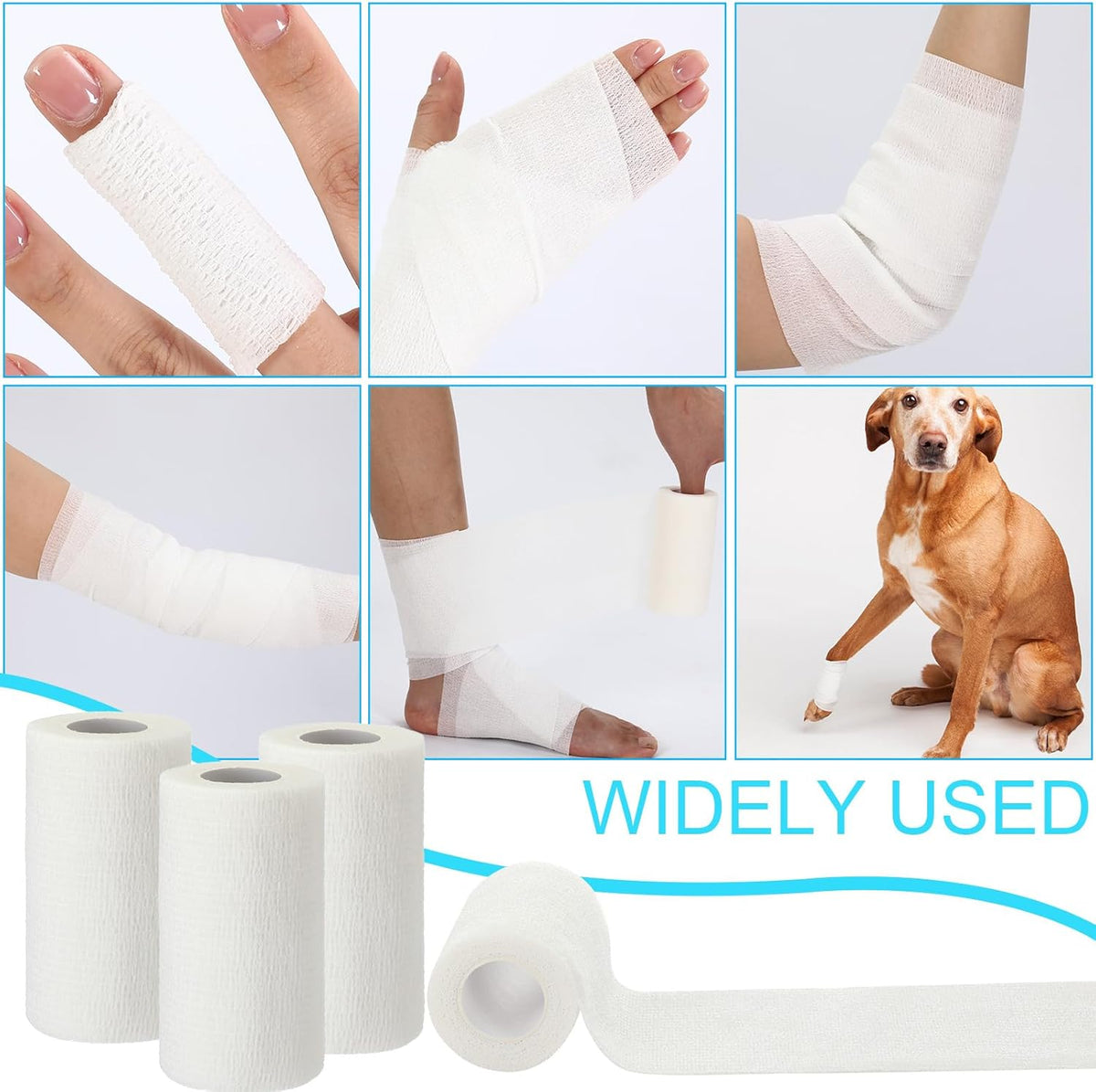 Treela 36 Pcs Self Adherent Bandage 4" X 5 Yard Wrap Breathable Cohesive Bandage Elastic Adhesive