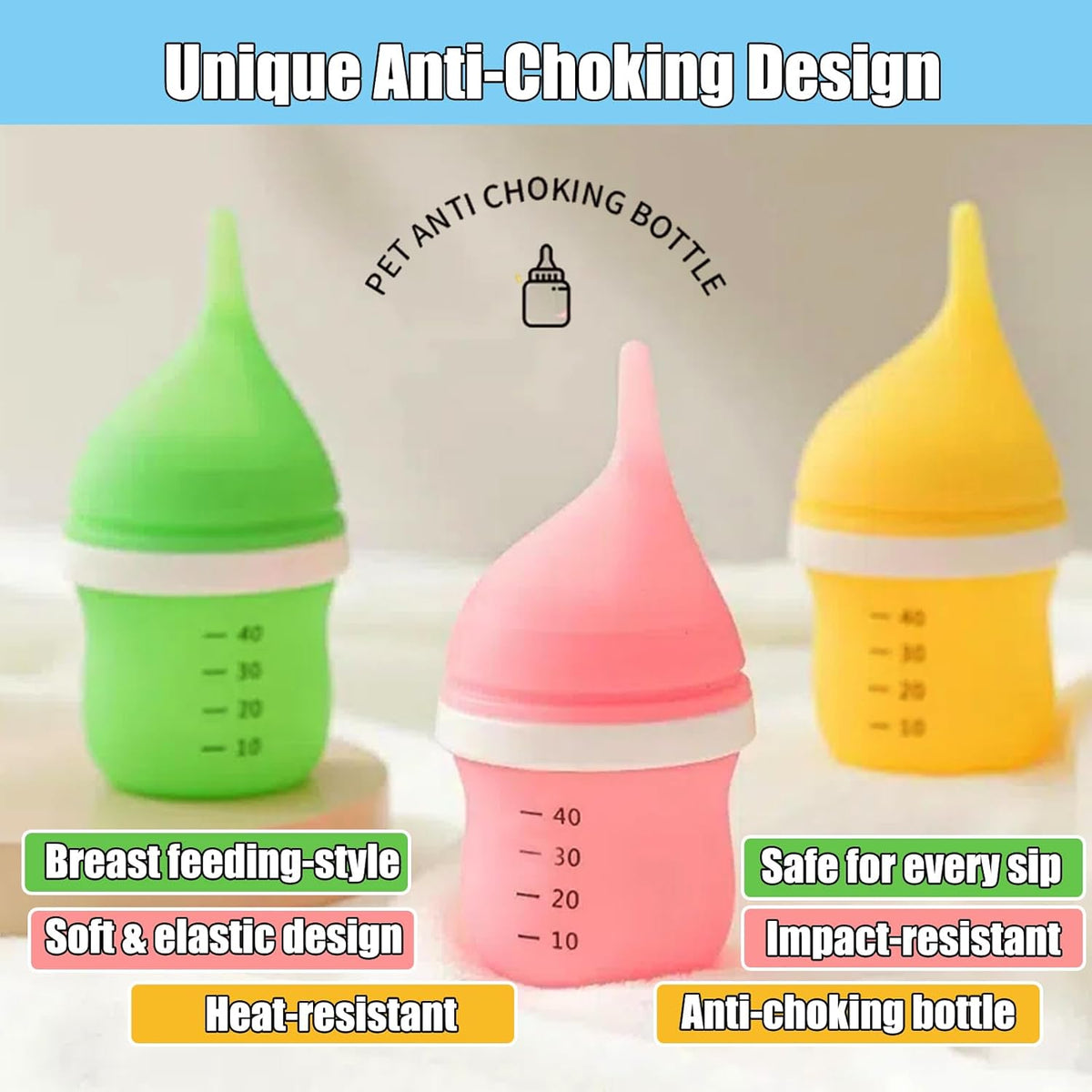 Kitten Bottles for Nursing,Puppy Bottles for Nursing Puppy Milk, Anti-Choking Puppy Feeder Design