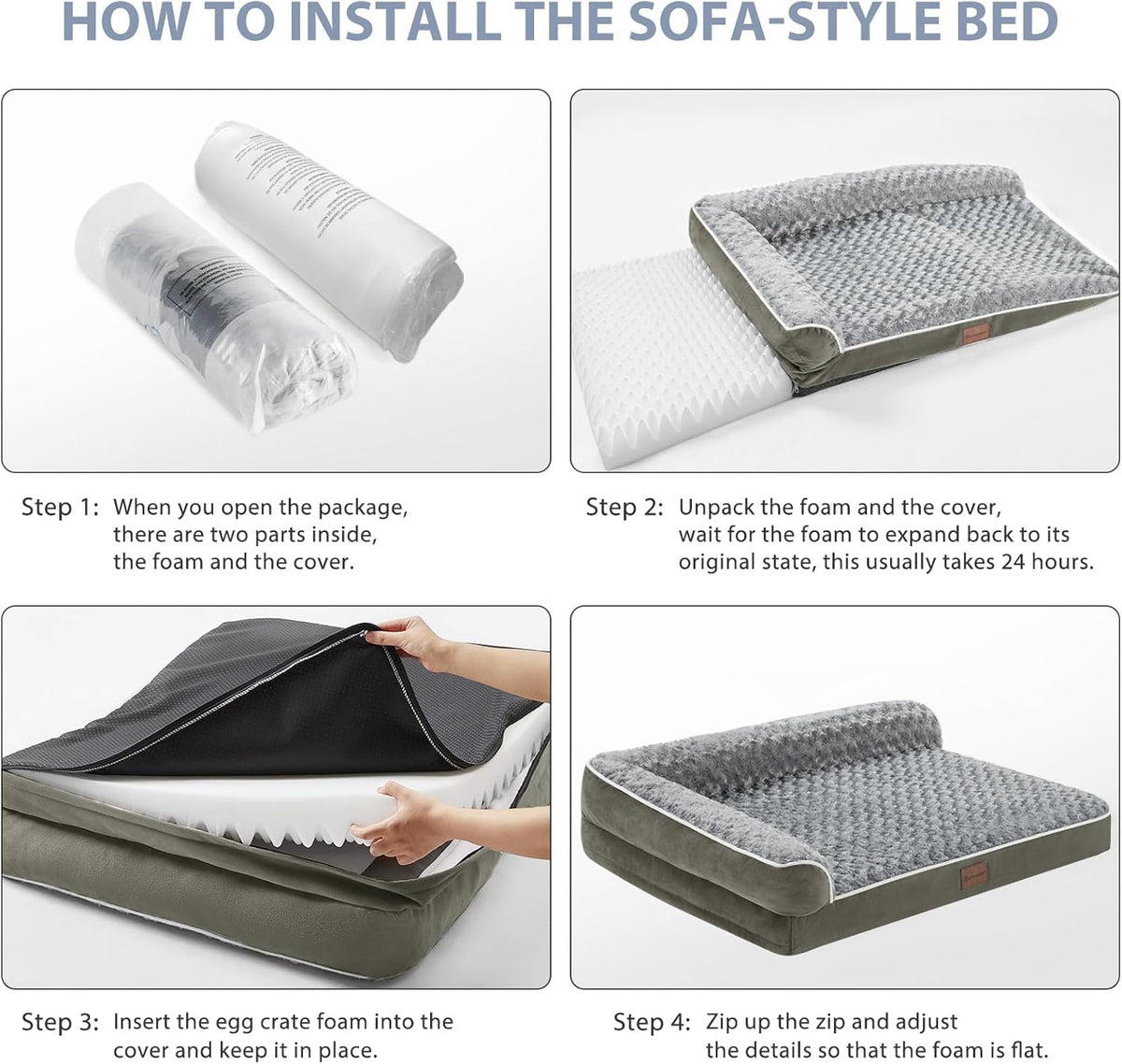 BFPETHOME Orthopedic Dog Beds for Large Dogs-Waterproof Sofa Dog Bed with Removable Washable Cover