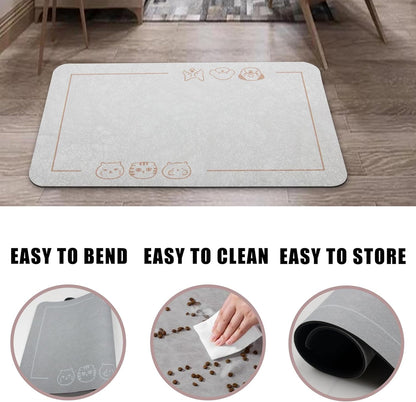 YCT Cat Pet Food Mat - Non-Slip Bottom Absorbent Quick Dry Feeding Mat for Dogs and Cats - Pet