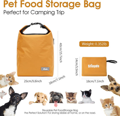 Dog Food Travel Bag w/2PCS Collapsible Dog Travel Bowls,dog food storage container 20 lb(Yellow