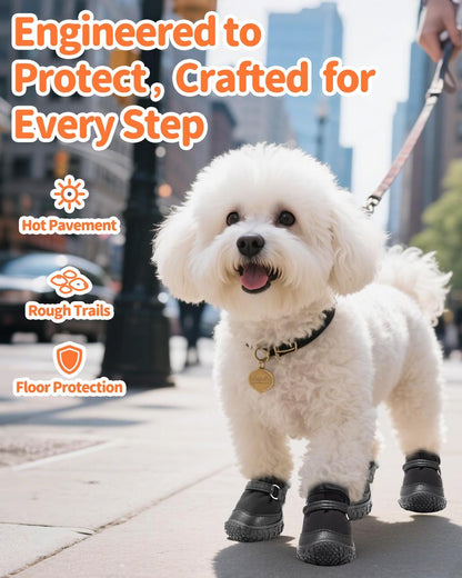 Dog Shoes for Small Dogs, Double Binding Straps Puppy Boots & Paw Protectors for Summer Hot