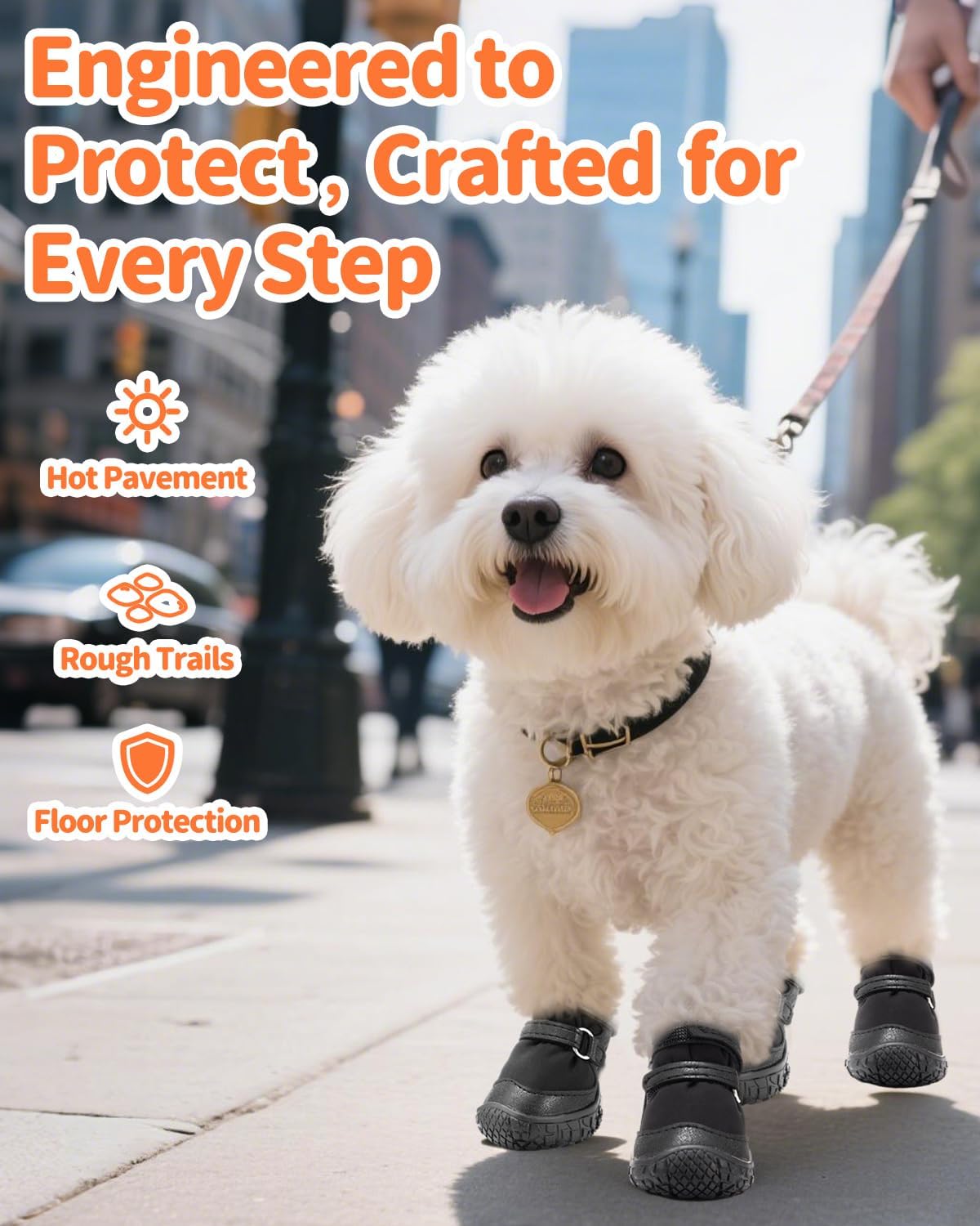 Dog Shoes for Small Dogs, Double Binding Straps Puppy Boots & Paw Protectors for Summer Hot