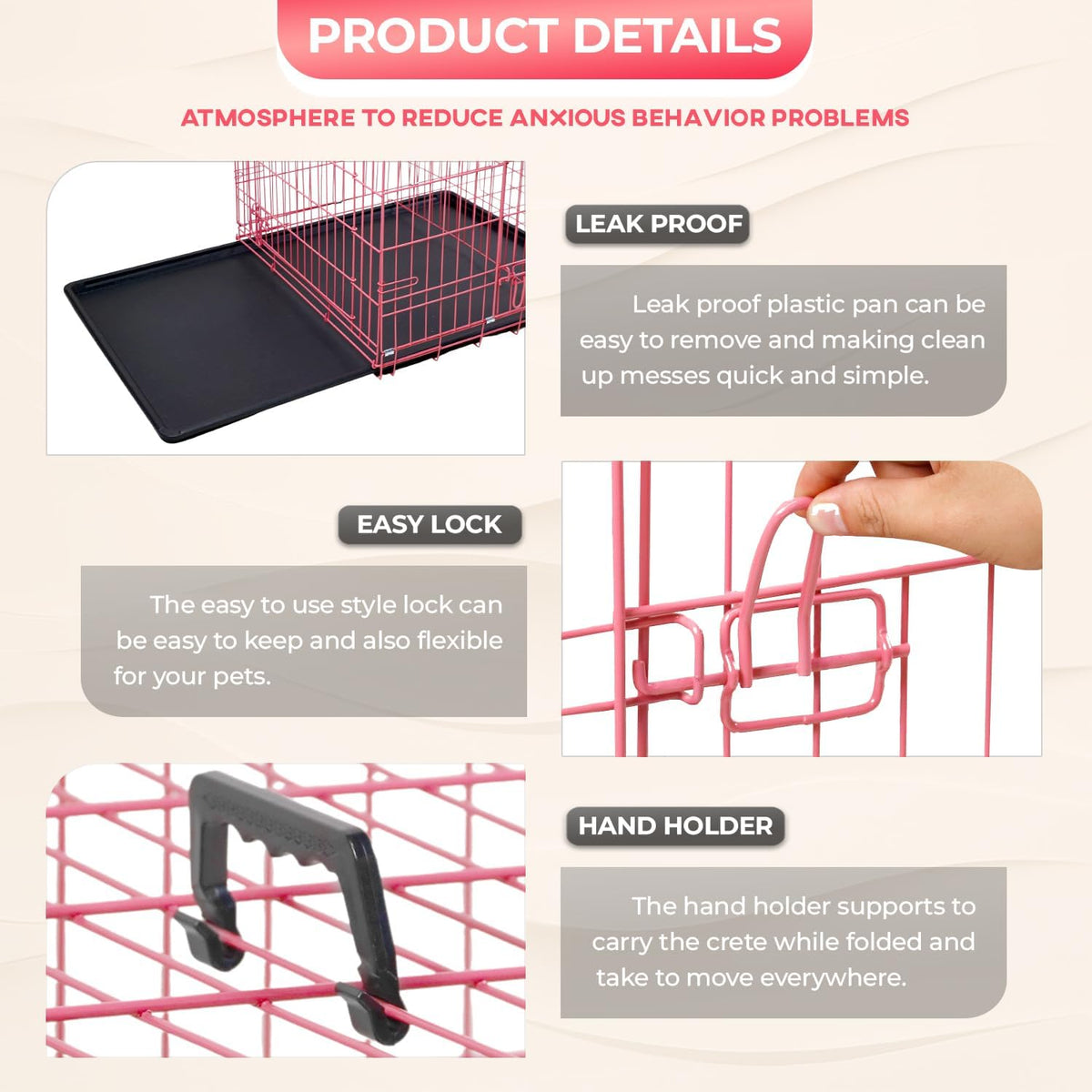 FDW Dog Crate for Small Dogs 24 Inch Folding Metal WirePet Cage Double Door W/Divider Panel Indoor
