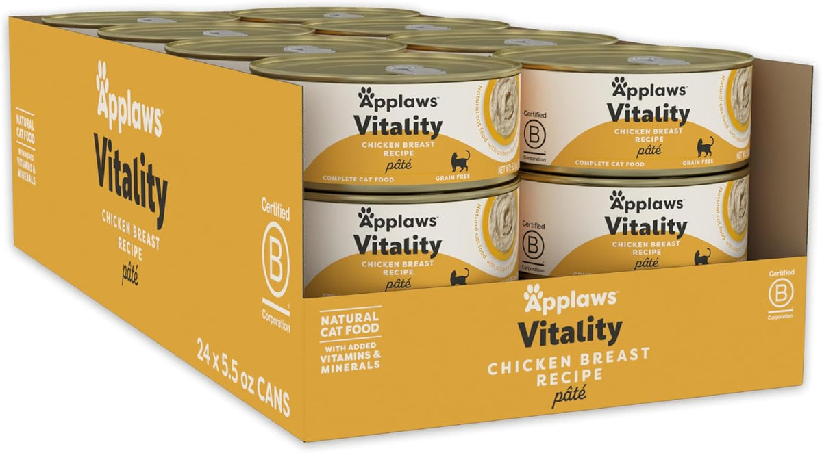 Applaws Vitality Wet Cat Food Paté, Natural Canned Cat Food, Wet Food for Cats with Added Vitamins