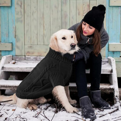 Queenmore Small Dog Pullover Sweater, Cold Weather Cable Knitwear, Classic Turtleneck Thick Warm